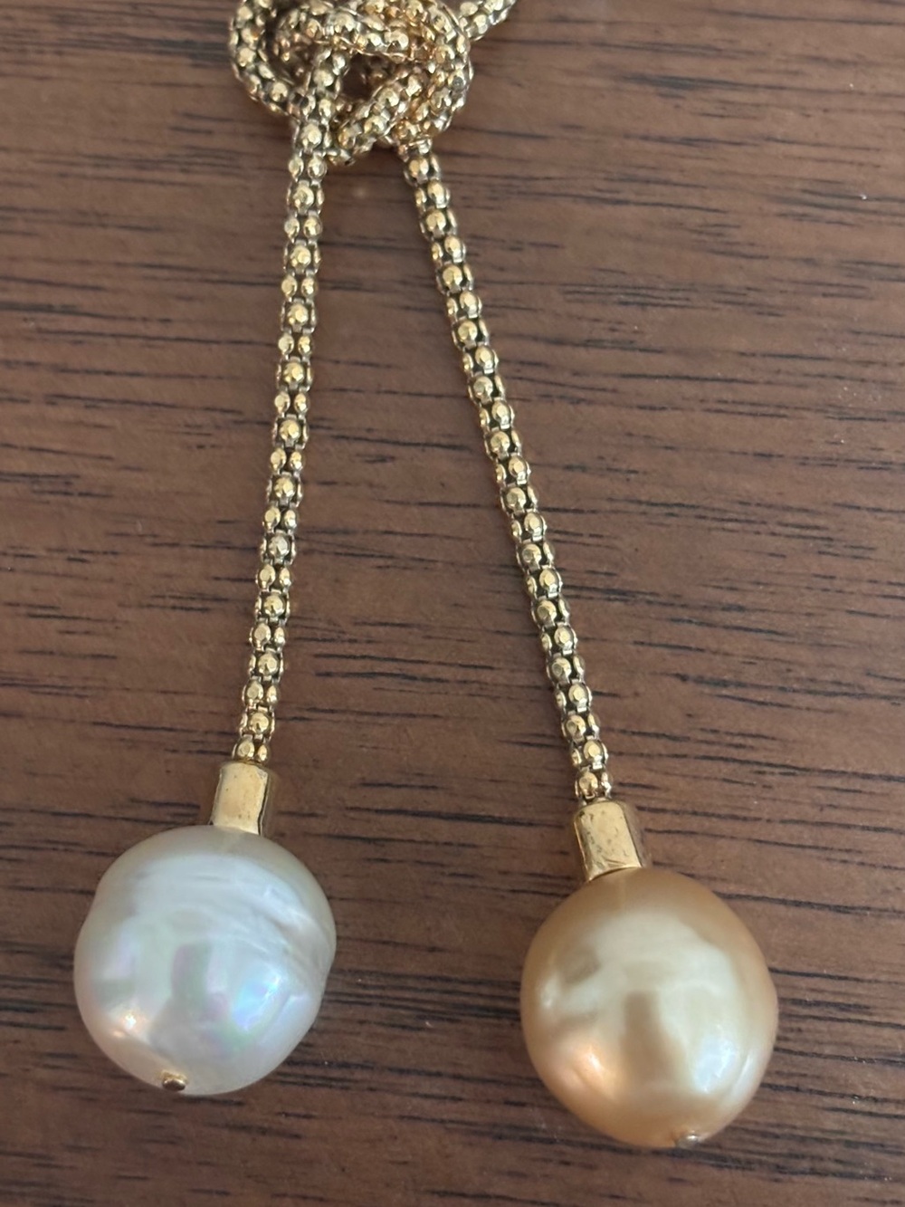 Majorica 18k Gold-Plated 925 Sterling Silver Lariat Love Knot Pearl Necklace. - Picture 11 of 13